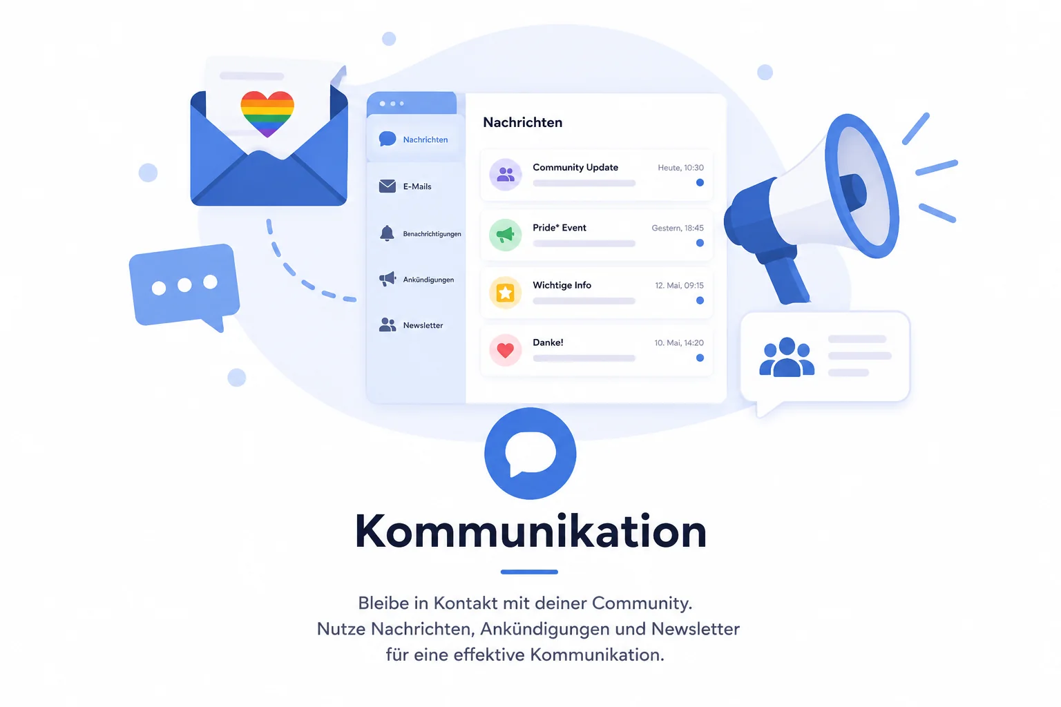 PridePlus Kommunikation – Nachrichten, Ankündigungen und Newsletter